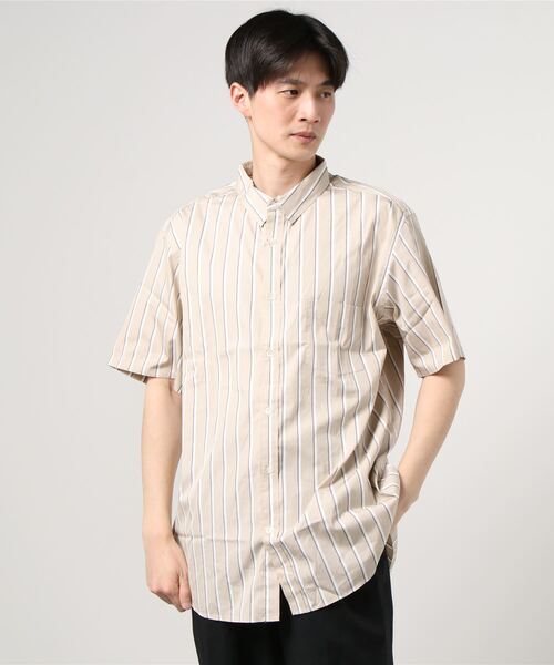 SHIPS（シップス）の「tone:STRIPE SNAP BD SHIRT（シャツ/ブラウス・メンズ・ホワイト/ベージュ・SMALL/LARGE）」の2枚目の写真