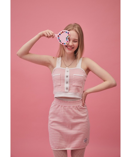 LUVISTRUE(ラヴイズトゥルー)の「『LUV IS TRUE/ラブ イズ トゥルー』GR CHECK SKIRT /チェック柄 ミニスカート(スカート・レディース・ネイビー/ピンク・FREE)」の14枚目の写真
