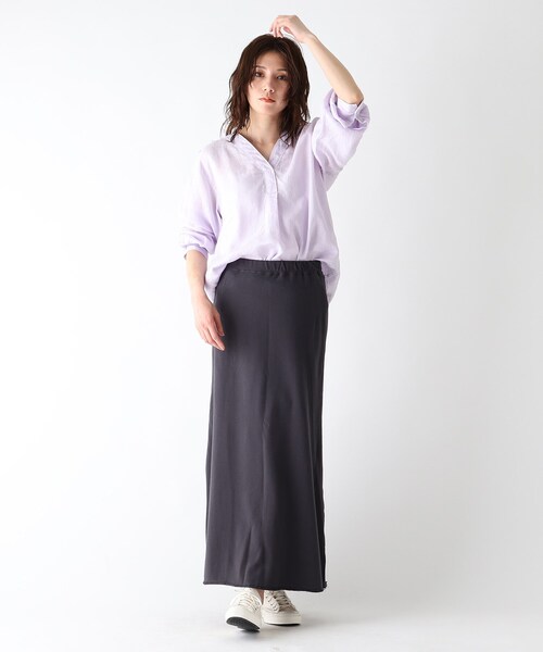 JET（ジェット）の「◆【ウォッシャブル】フレンチリネンVネックブラウス（シャツ/ブラウス・レディース・ホワイト/チャコールグレー/ライトグリーン/ベージュ/ライトオレンジ系/パープル系4/レモンイエロー・80/04）」の20枚目の写真