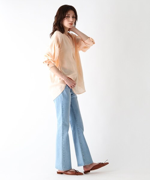 JET（ジェット）の「◆【ウォッシャブル】フレンチリネンVネックブラウス（シャツ/ブラウス・レディース・ホワイト/チャコールグレー/ライトグリーン/ベージュ/ライトオレンジ系/パープル系4/レモンイエロー・80/04）」の17枚目の写真