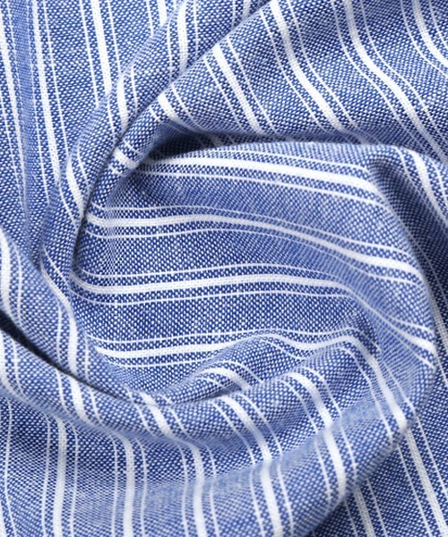 LUXSTYLE(ラグスタイル)の「綿麻ストライプ7分袖カプリシャツ(シャツ/ブラウス・メンズ・ブルー/ベージュ/ホワイト・M/L)」の18枚目の写真
