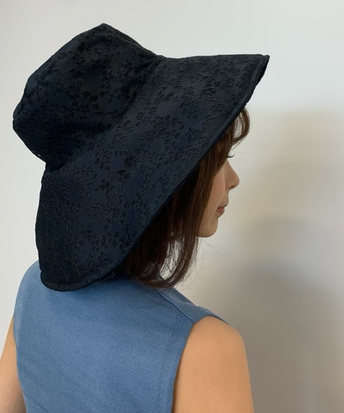 EIMY ISTOIRE（エイミーイストワール）の「ソフトレースシアーバケットハット（ハット・レディース・ラベンダー/ブラック/ブルー・FREE）」の2枚目の写真