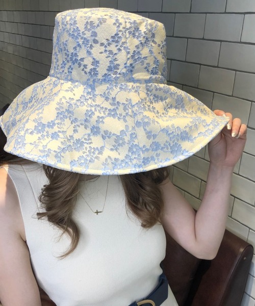 EIMY ISTOIRE（エイミーイストワール）の「ソフトレースシアーバケットハット（ハット・レディース・ラベンダー/ブラック/ブルー・FREE）」の7枚目の写真