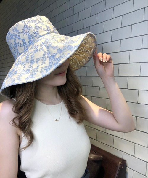 EIMY ISTOIRE（エイミーイストワール）の「ソフトレースシアーバケットハット（ハット・レディース・ラベンダー/ブラック/ブルー・FREE）」の8枚目の写真