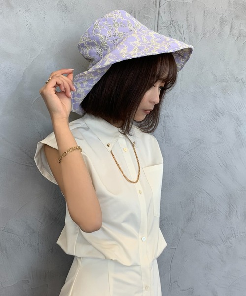 EIMY ISTOIRE（エイミーイストワール）の「ソフトレースシアーバケットハット（ハット・レディース・ラベンダー/ブラック/ブルー・FREE）」の13枚目の写真