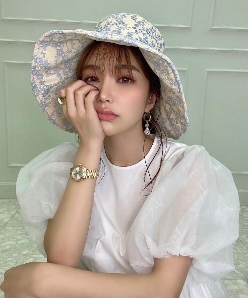 EIMY ISTOIRE（エイミーイストワール）の「ソフトレースシアーバケットハット（ハット・レディース・ラベンダー/ブラック/ブルー・FREE）」の22枚目の写真