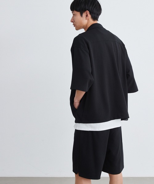 Loungewear tokyo（ラウンジウェアトウキョウ）の「【セットアップ】カットジョーゼットリラックスストレッチ 半袖コーチジャケット＆1タックショートパンツ ワンマイルウェア（セットアップ・メンズ・ブラック/ベージュ/ネイビー/グレー系その他/ブルー系その他/ホワイト・M/L/XL/S）」の12枚目の写真