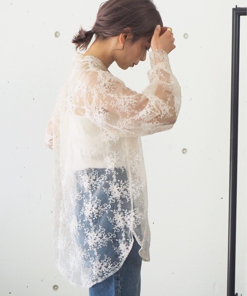 tiptop（ティップトップ）の「2021SS オーガンジー刺繍オーバーサイズシャツ（シャツ/ブラウス・レディース・ブラック/アイボリー/オフホワイト・FREE）」の8枚目の写真