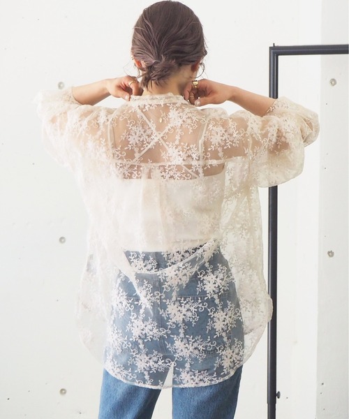 tiptop（ティップトップ）の「2021SS オーガンジー刺繍オーバーサイズシャツ（シャツ/ブラウス・レディース・ブラック/アイボリー/オフホワイト・FREE）」の16枚目の写真