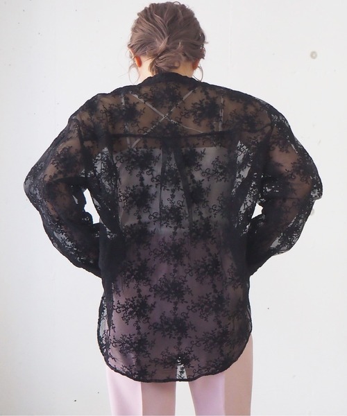 tiptop（ティップトップ）の「2021SS オーガンジー刺繍オーバーサイズシャツ（シャツ/ブラウス・レディース・ブラック/アイボリー/オフホワイト・FREE）」の5枚目の写真
