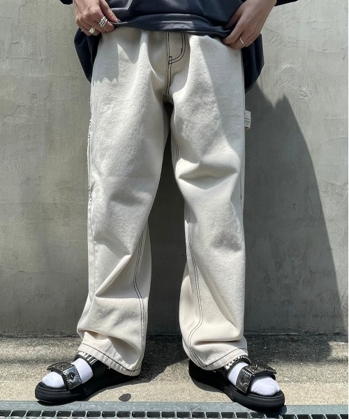 DANKE SCHON（ダンケシェーン）の「DankeSchon/ダンケシェーン/ステッチペインターパンツ（その他パンツ・レディース・ホワイト/ブラック/ベージュ/カーキ・LARGE/MEDIUM）」の2枚目の写真