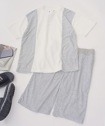 身頃切替Tシャツ×ショートパンツ3way上下組(セットアップ)