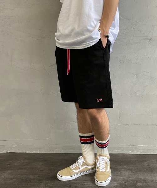 Lee（リー）の「[LEE×JEANS FACTORY/リー×ジーンズファクトリー] 別注 アスレチックロゴショーツ（その他パンツ・メンズ・ベージュ/アイボリー/パープル/イエロー/オリーブ/ブラック/ピンク・M/L）」の3枚目の写真