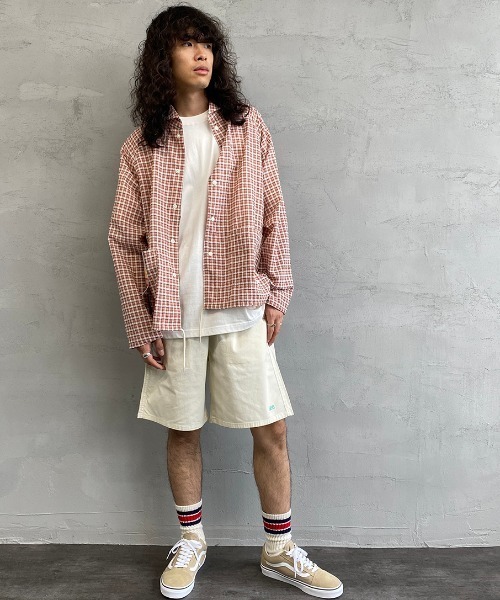 Lee（リー）の「[LEE×JEANS FACTORY/リー×ジーンズファクトリー] 別注 アスレチックロゴショーツ（その他パンツ・メンズ・ベージュ/アイボリー/パープル/イエロー/オリーブ/ブラック/ピンク・M/L）」の9枚目の写真