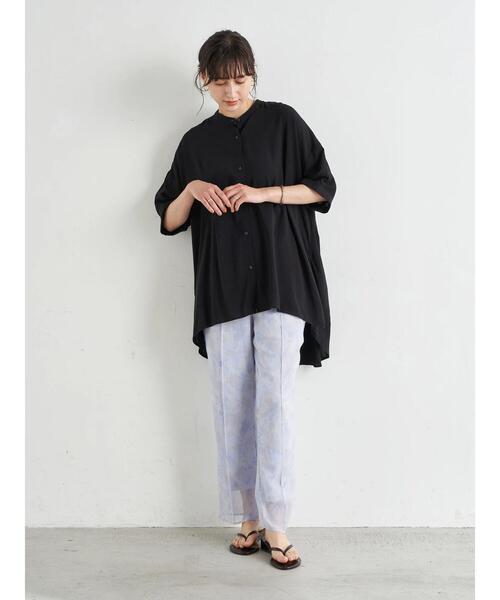 earth music&ecology（アースミュージックアンドエコロジー）の「シアーマーブルセミフレアパンツ　＊（その他パンツ・レディース・ピンク/ライトグリーン/ブルー・FREE）」の13枚目の写真