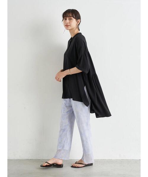 earth music&ecology（アースミュージックアンドエコロジー）の「シアーマーブルセミフレアパンツ　＊（その他パンツ・レディース・ピンク/ライトグリーン/ブルー・FREE）」の15枚目の写真