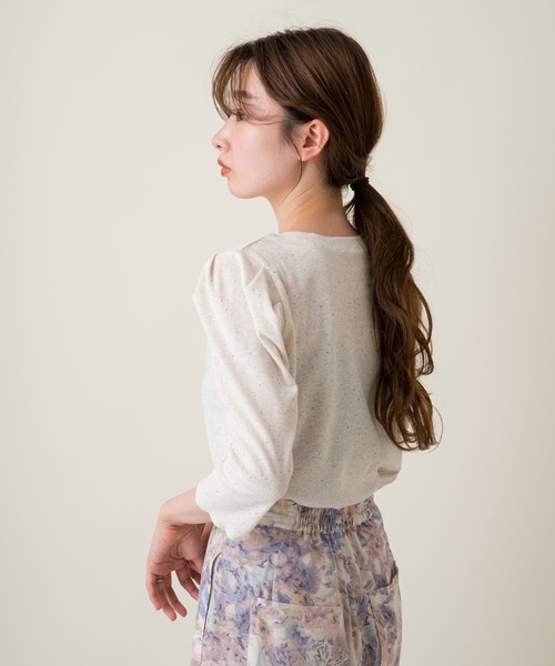 Kastane(カスタネ)の「ミックスカラーリブパフT(Tシャツ/カットソー・レディース・スカイブルー/アイボリー/グリーン/オレンジ・FREE)」の6枚目の写真