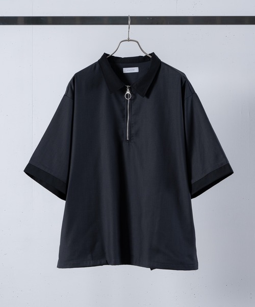 INTER FACTORY(インターファクトリー)の「ファッションインフルエンサーこーせ - スイッチングハーフジップシャツ made in INTER FACTORY(シャツ/ブラウス・メンズ・グレー/ブラック×ブルー・MEDIUM/LARGE)」の15枚目の写真