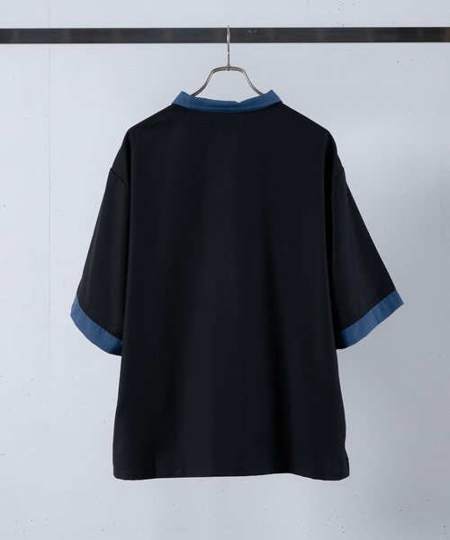 INTER FACTORY(インターファクトリー)の「ファッションインフルエンサーこーせ - スイッチングハーフジップシャツ made in INTER FACTORY(シャツ/ブラウス・メンズ・グレー/ブラック×ブルー・MEDIUM/LARGE)」の18枚目の写真