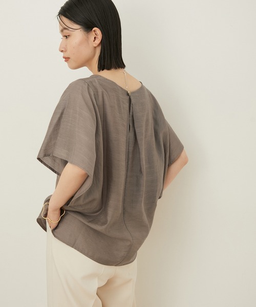 ADAM ET ROPE'（アダムエロペ）の「【アウトレット店舗・WEB限定】シアーリネンミックスブラウス（シャツ/ブラウス・レディース・ライトグレー/ブラック/ブラウン/レンガ・FREE）」の3枚目の写真