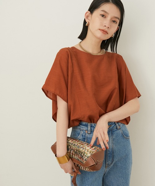 ADAM ET ROPE'（アダムエロペ）の「【アウトレット店舗・WEB限定】シアーリネンミックスブラウス（シャツ/ブラウス・レディース・ライトグレー/ブラック/ブラウン/レンガ・FREE）」の4枚目の写真