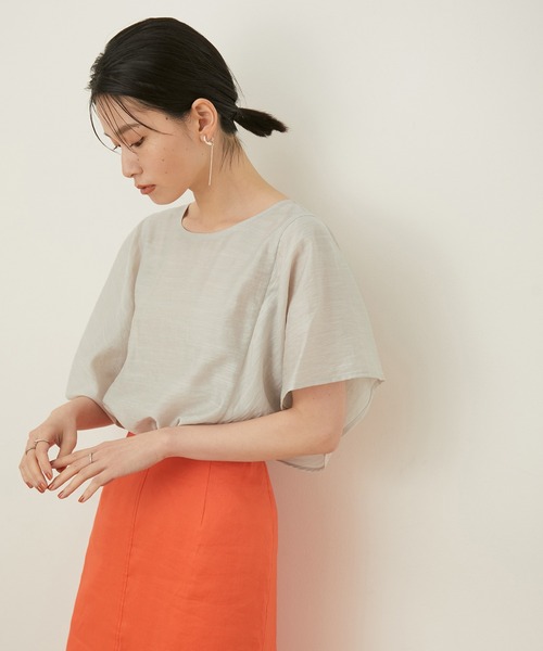 ADAM ET ROPE'（アダムエロペ）の「【アウトレット店舗・WEB限定】シアーリネンミックスブラウス（シャツ/ブラウス・レディース・ライトグレー/ブラック/ブラウン/レンガ・FREE）」の2枚目の写真