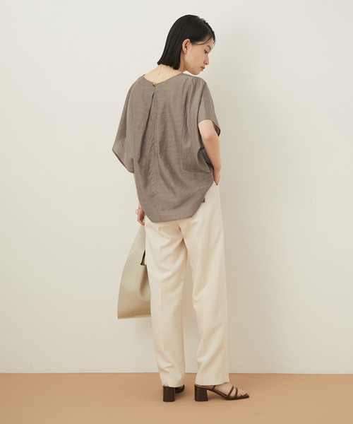 ADAM ET ROPE'（アダムエロペ）の「【アウトレット店舗・WEB限定】シアーリネンミックスブラウス（シャツ/ブラウス・レディース・ライトグレー/ブラック/ブラウン/レンガ・FREE）」の9枚目の写真