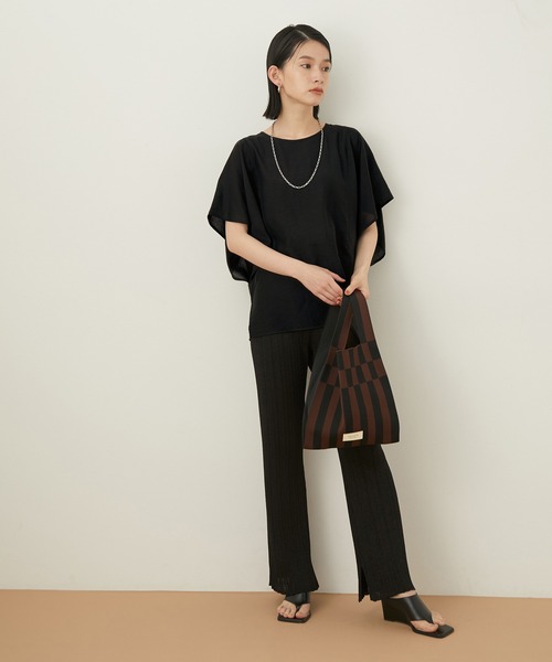 ADAM ET ROPE'（アダムエロペ）の「【アウトレット店舗・WEB限定】シアーリネンミックスブラウス（シャツ/ブラウス・レディース・ライトグレー/ブラック/ブラウン/レンガ・FREE）」の6枚目の写真