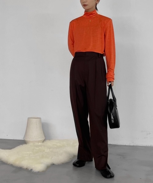 Solace（ソレイス）の「ハイネックストレッチインナートップス（Tシャツ/カットソー・レディース・グリーン/ブラック/オレンジ・FREE）」の18枚目の写真