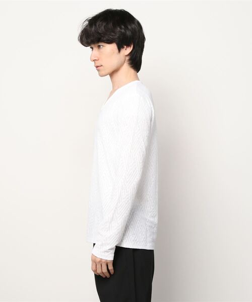 TORNADO MART（トルネードマート）の「TORNADO MART∴ランダムヘリンボンジャージー長袖カットソー（Tシャツ/カットソー・メンズ・ホワイト/ブラック/パープル・LARGE/LL/MEDIUM）」の5枚目の写真