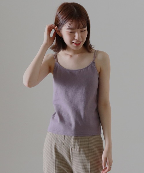 Cheek(チーク)の「コットンテレコカップ付キャミソール(キャミソール・レディース・ラベンダー/グレイッシュベージュ/ブラック/アイボリー・FREE)」の1枚目の写真