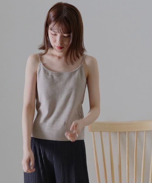 Cheek(チーク)の「コットンテレコカップ付キャミソール(キャミソール・レディース・ラベンダー/グレイッシュベージュ/ブラック/アイボリー・FREE)」の4枚目の写真