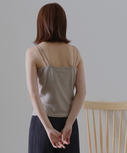 Cheek(チーク)の「コットンテレコカップ付キャミソール(キャミソール・レディース・ラベンダー/グレイッシュベージュ/ブラック/アイボリー・FREE)」の14枚目の写真