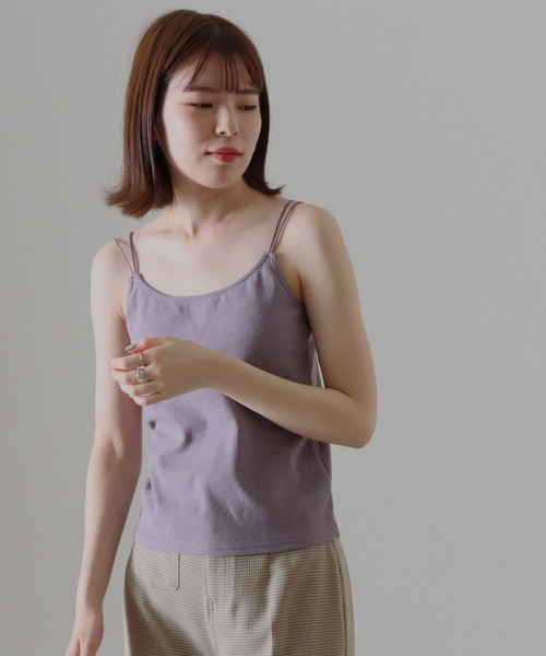 Cheek(チーク)の「コットンテレコカップ付キャミソール(キャミソール・レディース・ラベンダー/グレイッシュベージュ/ブラック/アイボリー・FREE)」の16枚目の写真