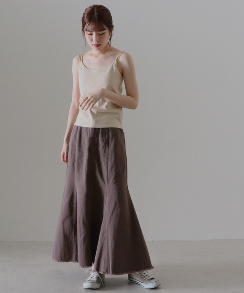 Cheek(チーク)の「コットンテレコカップ付キャミソール(キャミソール・レディース・ラベンダー/グレイッシュベージュ/ブラック/アイボリー・FREE)」の11枚目の写真