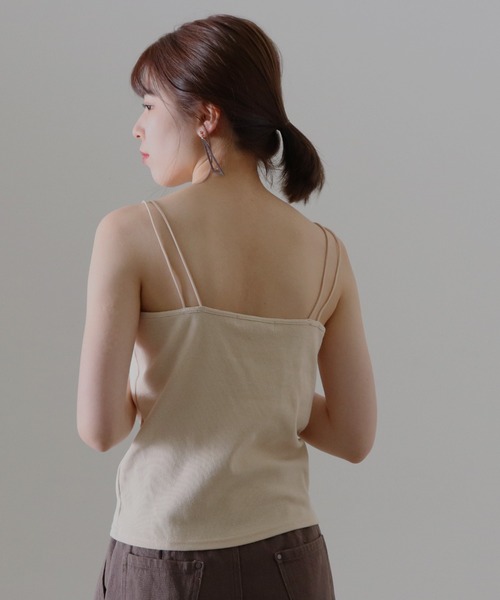 Cheek(チーク)の「コットンテレコカップ付キャミソール(キャミソール・レディース・ラベンダー/グレイッシュベージュ/ブラック/アイボリー・FREE)」の13枚目の写真