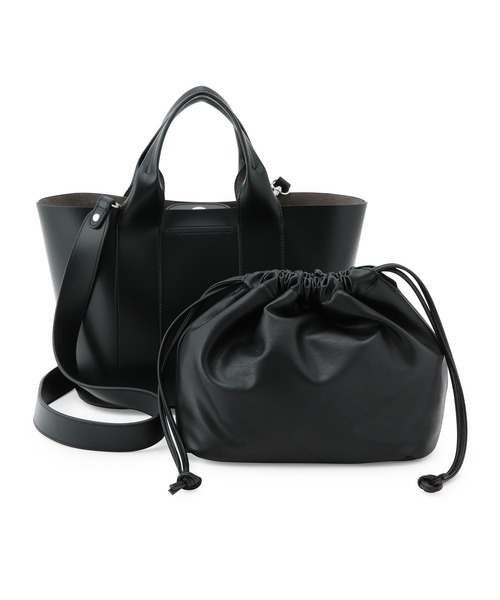 SALON adam et rope'(サロン アダム エ ロペ)の「ポーチ付きフェイクレザートートバッグ(トートバッグ・レディース・ブラック/マスタード/ライトグレー・FREE)」の11枚目の写真