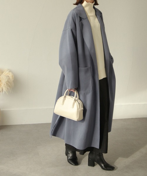 Chillfar（チルファー）の「ダブルフェイスサイドスリットオーバーコート（チェスターコート・レディース・ブラック/イエロー/ブルー/アイボリー/モカ/ブラウン系・MEDIUM/LARGE）」の5枚目の写真