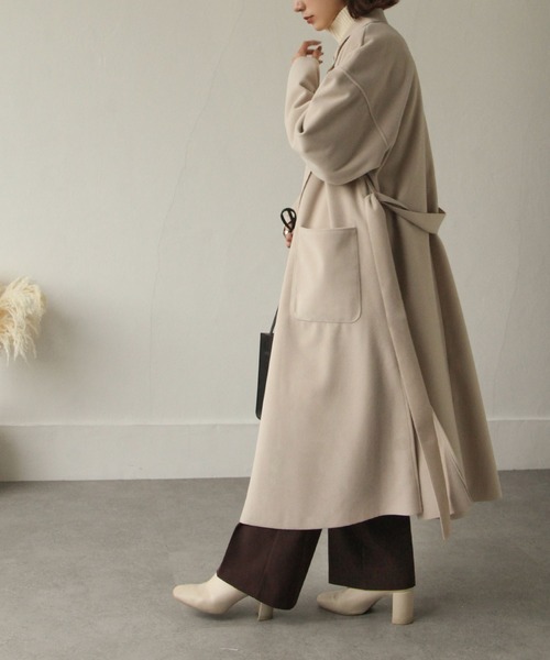 Chillfar（チルファー）の「ダブルフェイスサイドスリットオーバーコート（チェスターコート・レディース・ブラック/イエロー/ブルー/アイボリー/モカ/ブラウン系・MEDIUM/LARGE）」の10枚目の写真