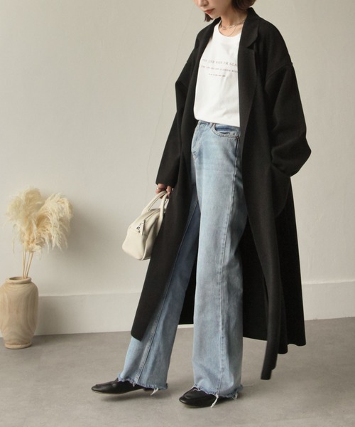 Chillfar（チルファー）の「ダブルフェイスサイドスリットオーバーコート（チェスターコート・レディース・ブラック/イエロー/ブルー/アイボリー/モカ/ブラウン系・MEDIUM/LARGE）」の13枚目の写真