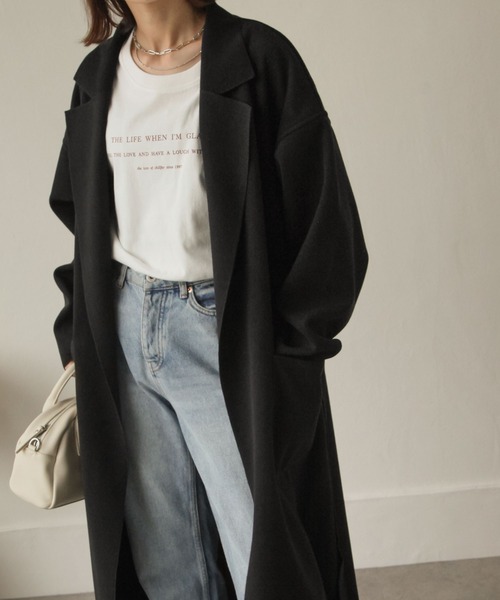 Chillfar（チルファー）の「ダブルフェイスサイドスリットオーバーコート（チェスターコート・レディース・ブラック/イエロー/ブルー/アイボリー/モカ/ブラウン系・MEDIUM/LARGE）」の17枚目の写真