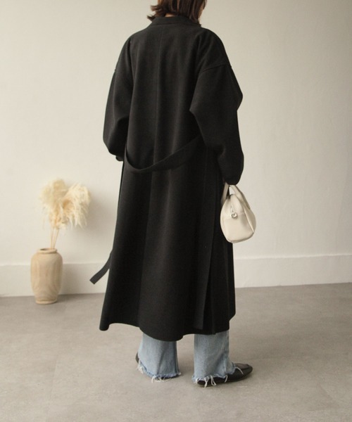 Chillfar（チルファー）の「ダブルフェイスサイドスリットオーバーコート（チェスターコート・レディース・ブラック/イエロー/ブルー/アイボリー/モカ/ブラウン系・MEDIUM/LARGE）」の16枚目の写真