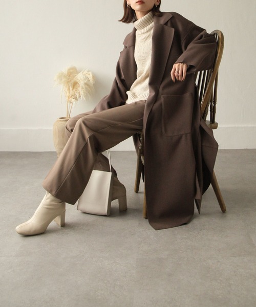 Chillfar（チルファー）の「ダブルフェイスサイドスリットオーバーコート（チェスターコート・レディース・ブラック/イエロー/ブルー/アイボリー/モカ/ブラウン系・MEDIUM/LARGE）」の18枚目の写真