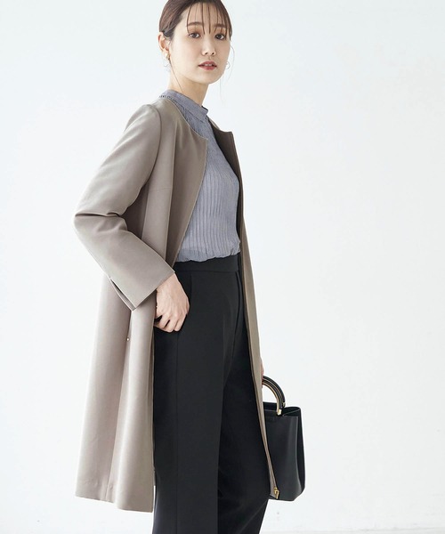 ROPE' PICNIC（ロペピクニック）の「【360°ウルトラストレッチ】ノーカラーコート（ノーカラーコート・レディース・ネイビー/イエロー系その他3・38/36）」の2枚目の写真