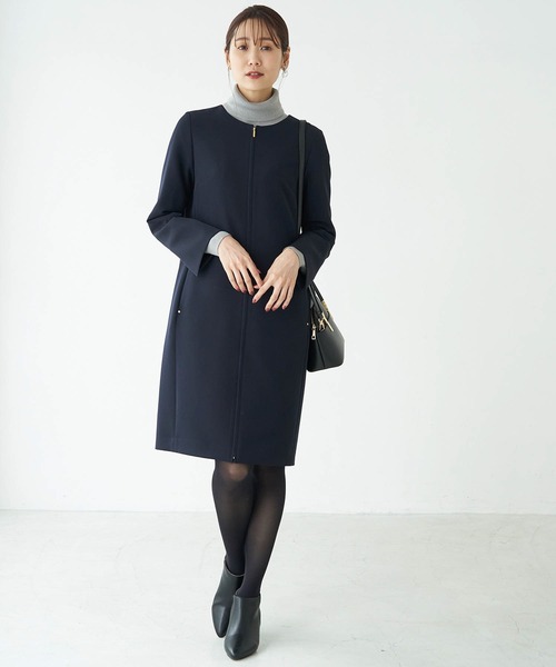 ROPE' PICNIC（ロペピクニック）の「【360°ウルトラストレッチ】ノーカラーコート（ノーカラーコート・レディース・ネイビー/イエロー系その他3・38/36）」の8枚目の写真