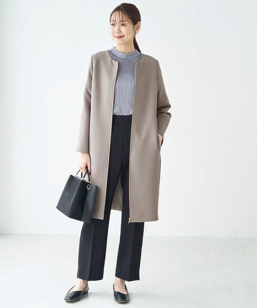 ROPE' PICNIC（ロペピクニック）の「【360°ウルトラストレッチ】ノーカラーコート（ノーカラーコート・レディース・ネイビー/イエロー系その他3・38/36）」の14枚目の写真