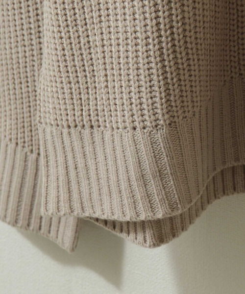 ZIP FIVE(ジップファイブ)の「【ZIP FIVE】7Gあぜ編みオーバーサイズクルーネックニット(ニット/セーター・メンズ・ネイビー/ブルー/グレイッシュベージュ/ライトグレー/オフホワイト/モカ/ブラック/オリーブ・LARGE/MEDIUM/X-LARGE)」の13枚目の写真