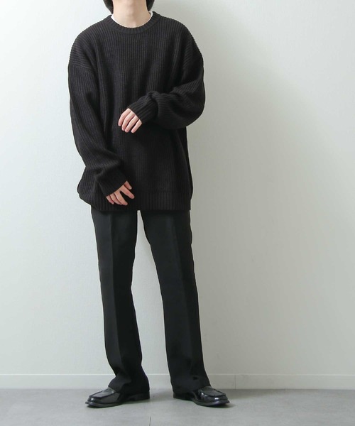 ZIP FIVE(ジップファイブ)の「【ZIP FIVE】7Gあぜ編みオーバーサイズクルーネックニット(ニット/セーター・メンズ・ネイビー/ブルー/グレイッシュベージュ/ライトグレー/オフホワイト/モカ/ブラック/オリーブ・LARGE/MEDIUM/X-LARGE)」の17枚目の写真