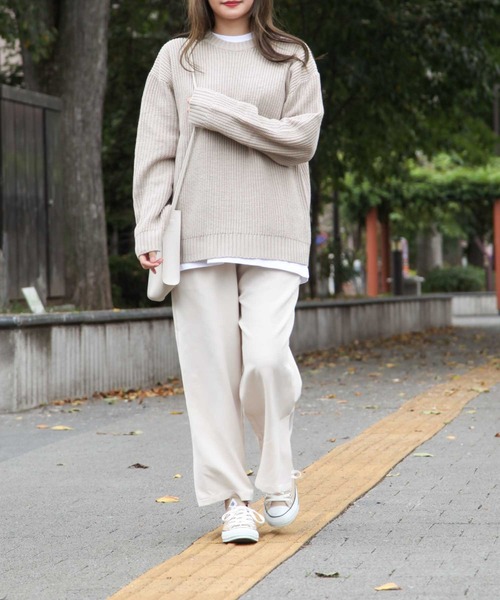 ZIP FIVE(ジップファイブ)の「【ZIP FIVE】7Gあぜ編みオーバーサイズクルーネックニット(ニット/セーター・メンズ・ネイビー/ブルー/グレイッシュベージュ/ライトグレー/オフホワイト/モカ/ブラック/オリーブ・LARGE/MEDIUM/X-LARGE)」の19枚目の写真