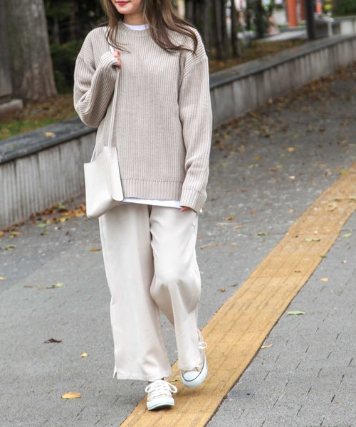 ZIP FIVE(ジップファイブ)の「【ZIP FIVE】7Gあぜ編みオーバーサイズクルーネックニット(ニット/セーター・メンズ・ネイビー/ブルー/グレイッシュベージュ/ライトグレー/オフホワイト/モカ/ブラック/オリーブ・LARGE/MEDIUM/X-LARGE)」の20枚目の写真